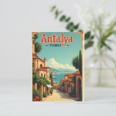Antalya Turkey Vintage Travel Illustration Postcar Postkarte (Stehend Vorderseite)