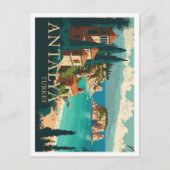Antalya Turkey Vintage Travel Illustration Postkarte (Vorderseite)
