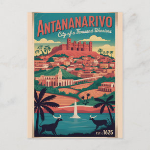 Antananarivo Madagaskar Retro-Reiseposter Postkarte