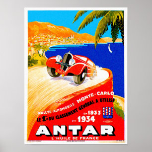 Antar Gas ~ Vintages Auto Road Race Ad Poster