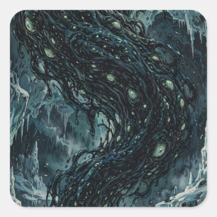 Antarctic-Eishöhlen-Cosmic-Horror-Kreatur-Aufklebe Quadratischer Aufkleber