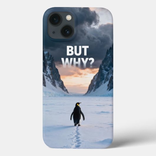 Antarctic Solitude: Penguin "But Why?" Quest Art Case-Mate iPhone Hülle (Rückseite)