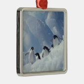 Antarctica. Adelie Pinguine Silbernes Ornament (Rechts)
