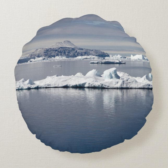 Antarctica landscape rundes kissen (Rückseite)