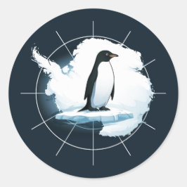Antarctica Penguin Emblem – Polar Explorer Design Runder Aufkleber
