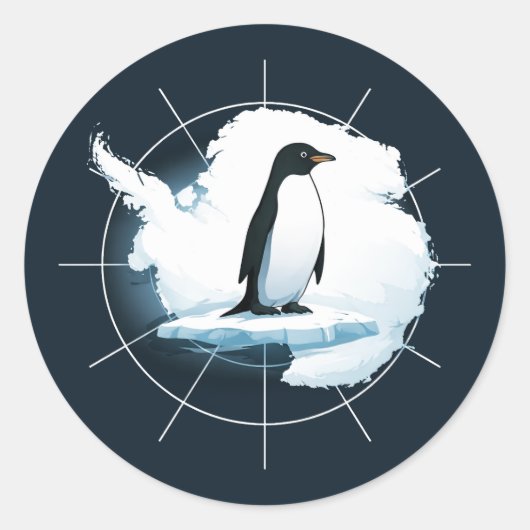 Antarctica Penguin Emblem – Polar Explorer Design Runder Aufkleber (Vorderseite)