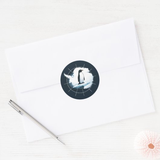 Antarctica Penguin Emblem – Polar Explorer Design Runder Aufkleber (Umschlag)