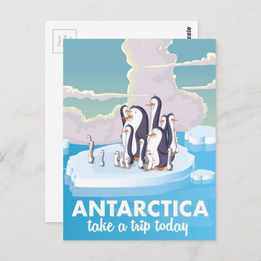 Antarctica Vintage Reiseplakat Postkarte (Vorne/Hinten)