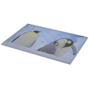 Antarktika. Kaiser-Pinguine und Küken Schneidebrett
