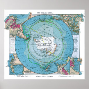 " Antarktis:  1906 - Südpolar Meer Karte (deutsch Poster