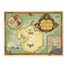 Antarktis - 2. Byrd Expedition Anqitue Karte 1934