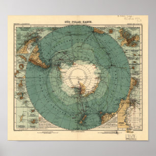 Antarktis Antiker Atlas Karte von 1912 Poster