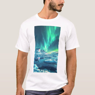 Antarktis Aurora Borealis Real Panorama Horizont T-Shirt