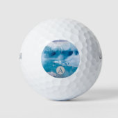 Antarktis-blaues Eis-Foto mit Monogramm Golfball (Vorderseite)