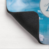 Antarktis blaues Foto mit Monogramm und Name Mousepad (Ecke)