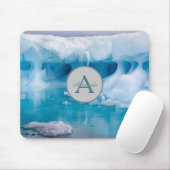 Antarktis blaues Foto mit Monogramm und Name Mousepad (Mit Mouse)