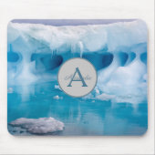 Antarktis blaues Foto mit Monogramm und Name Mousepad (Vorne)