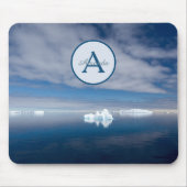 Antarktis blaues Foto mit Monogramm und Name Mousepad (Vorne)