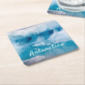 Antarktis-Eisberg-Foto mit Text Rechteckiger Pappuntersetzer (angewinkelt)