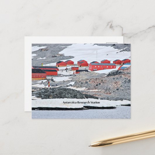 Antarktis-Forschungsstation Postkarte (Vorderseite/Rückseite Beispiel)