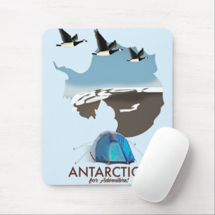 Antarktis Für Abenteuer Reiseplakat Karte. Mousepad