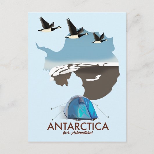 Antarktis Für Abenteuer Reiseplakat Karte. Postkarte (Vorderseite)