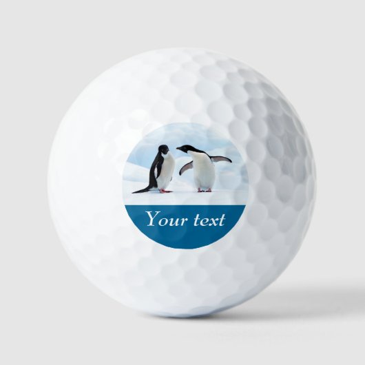 Antarktis Pinguin auf Eis personalisierter Text Golfball (Vorderseite)
