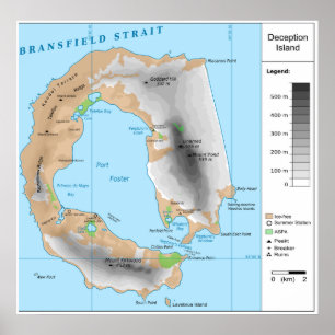 Antarktis South Shetland Map of Deception Island Poster