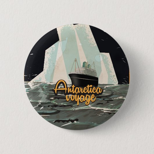 Antarktis Vintage Reiseposter Button (Vorderseite)