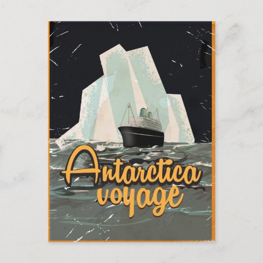 Antarktis Vintage Reiseposter Postkarte (Vorderseite)