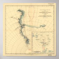 Antarktische Expedition und Surveys Antike Karte 1