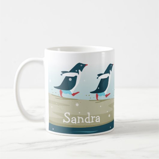 antarktischer Strand mit Adelie Penguins Kaffeetasse (Links)