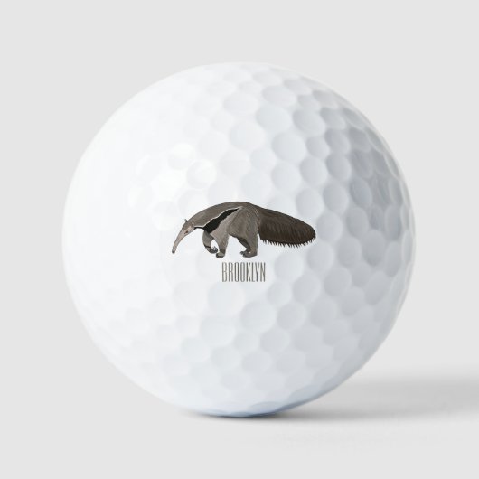 Anteater-Cartoon-Abbildung Golfball (Vorderseite)