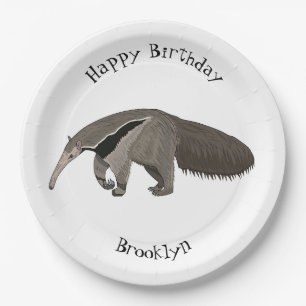 Anteater-Cartoon-Abbildung Pappteller
