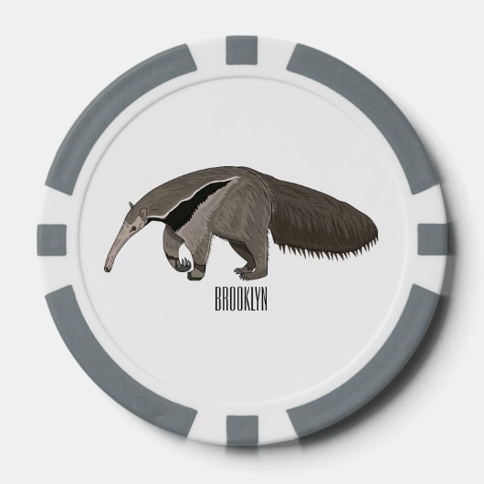 Anteater-Cartoon-Abbildung Pokerchips (Vorderseite)