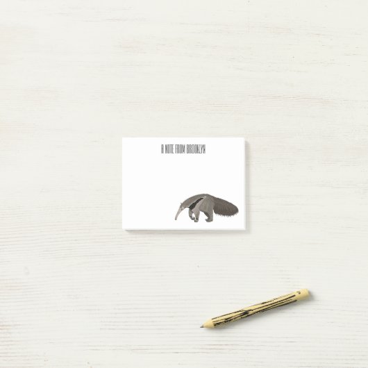 Anteater-Cartoon-Abbildung Post-it Klebezettel (Auf Schreibtisch)