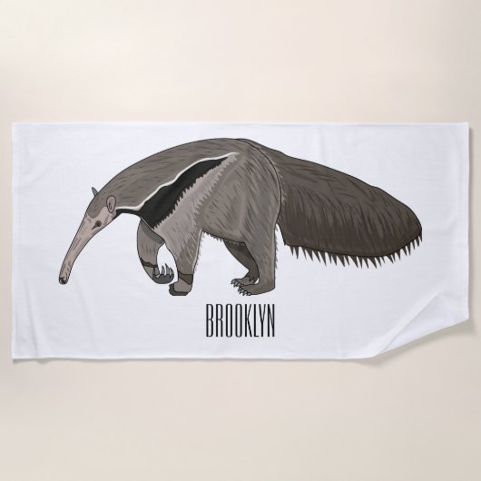 Anteater-Cartoon-Abbildung Strandtuch (Vorderseite)