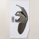 Anteater-Cartoon-Abbildung Strandtuch (Vorderseite)