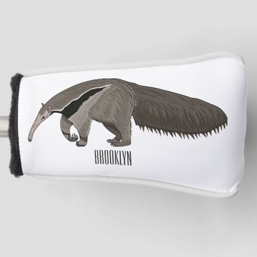 Anteater cartoon illustration golf headcover (Vorderseite)
