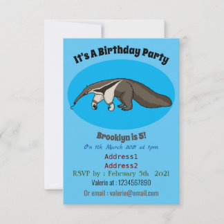 Anteater-Happy-Cartoon-Abbildung Einladung