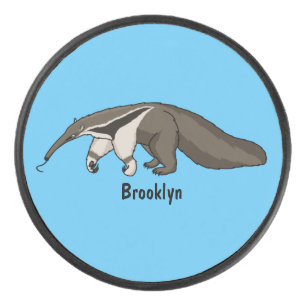 Anteater-Happy-Cartoon-Abbildung Eishockey Puck