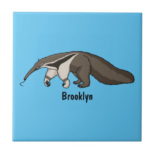 Anteater-Happy-Cartoon-Abbildung Fliese (Vorderseite)