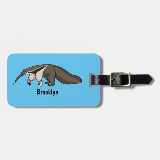 Anteater-Happy-Cartoon-Abbildung Gepäckanhänger (Vorderseite horizontal)