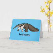 Anteater-Happy-Cartoon-Abbildung Karte (Gelbe Blume)