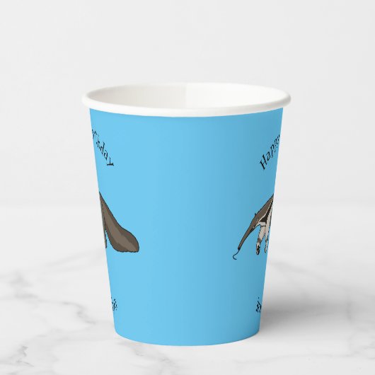 Anteater-Happy-Cartoon-Abbildung Pappbecher (Links)