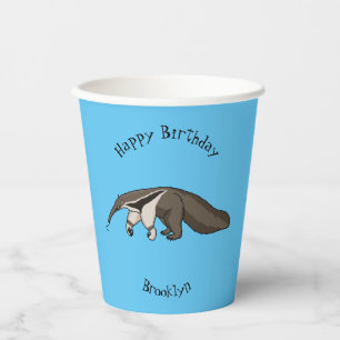 Anteater-Happy-Cartoon-Abbildung Pappbecher