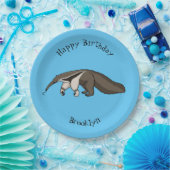 Anteater-Happy-Cartoon-Abbildung Pappteller (Party)
