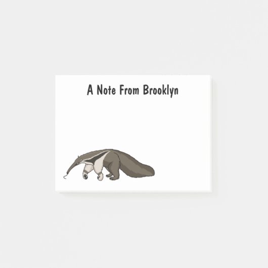 Anteater-Happy-Cartoon-Abbildung Post-it Klebezettel (Vorderseite)