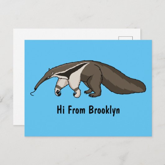 Anteater-Happy-Cartoon-Abbildung Postkarte (Vorne/Hinten)