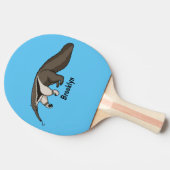Anteater-Happy-Cartoon-Abbildung Tischtennis Schläger (Seitenansicht)